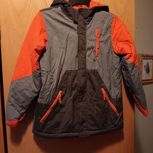 Childrens Place Boys Size 10/12, Gray and Orange Puffer Jacket